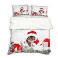 thumbnail image 1 of Juego de 3 piezas de funda nórdica con estampado de gato en 3D estilo navideño, 1 of 7