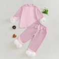 thumbnail image 2 of Toddler Girls Satin Pajamas Set Feather Trim Long Sleeve Button Down Tops Long Pants Pjs Sleepwear Outfits Toddler Christmas Pajamas for Toddler Girls 4Y, 2 of 4