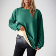 thumbnail image 3 of Fleece Lined Sweatshirts for Women Winter Warm Long Sleeve Pullover Casual Round Neck Thickened Solid Fall Tops, 3 of 7
