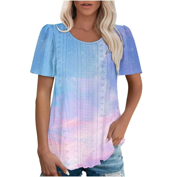 Womens Summer Tops Trendy Cute Tops Plus Size Going Out Dressy Tshirts Shirts Cotton Short Sleeve Blouses Business Casual