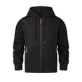 thumbnail image 3 of Aobny Black Men Hoodie Heavyweight Zip-Up Athletic Sweatshirt Full Zip Hooded Mens Streetwear,S, 3 of 4