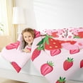 thumbnail image 4 of Manfei Cartoon Axolotl Queen Comforter Set,Kawaii Strawberry Bedding Sets,Pink Red White Bedding Comforter Set For Girls,Luxury Bedroom Decor Reversible,3pcs, 4 of 8