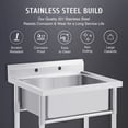 thumbnail image 5 of Wilprep Dishwashing Sink w Backsplash Heavy Duty Water Basin & More 1 Compartment, 5 of 10
