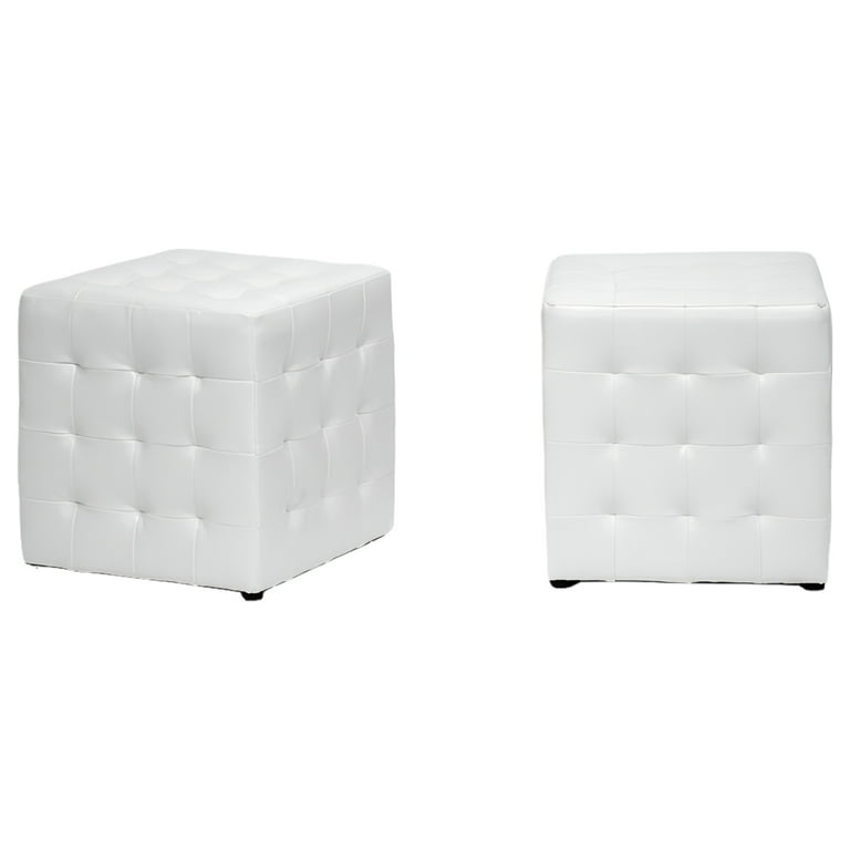 Baxton Studio Siskal White Modern Cube Ottoman - Set of 2 Baxton Studio Siskal White Modern Cube Ottoman - Set of 2