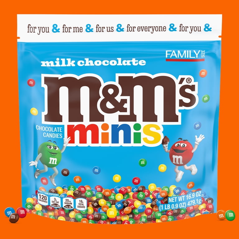 3 pack) M&M's MINIS Milk Chocolate Candy, Family Size, 16.9 oz Bag