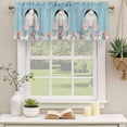 thumbnail image 3 of 2 Panels Easter Bunny Valance for Windows, Colorful Eggs Cute Rabbit Blue Country Wooden Light Filtering Kitchen Curtains, Rod Pocket Window Treatment Curtain Valances for Living Room, 60"x18", 3 of 9