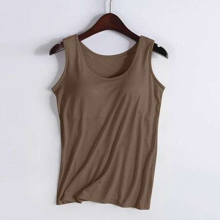 Beige Women s Tanks  Women S Fashionable Casual Padded Tank Top Without Wire Bra Cup Integrated Tank Top Suspenders Women s Tanks & Camis 3XL