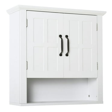 Resenkos Wall Cabinet,Bathroom Wall Cabinet, Medicine Cabinet, Kitchen Cupboard with 2 Doors and Adjustable Shelf, White