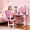 Pink #1, variant on Small Desk, Kids Study Desk Chair Set, Height Adjustable Children School Study Table Chair Set with Sitting Corrector, Ergonomic Desk Chair with Book Stand, Foot Pedal, Partition Design (Pink #1)
