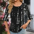 thumbnail image 5 of GERsome Womens Short Sleeve T-Shirts, Trendy 3/4 Ruffle Sleeve Crew Neck Floral Shirts Summer Loose Fit Business Casual Dressy Work Shirts, Sizes S-3XL, 5 of 7
