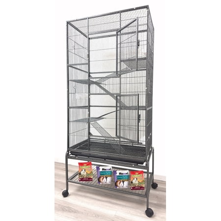 HUGE X-LARGE 5-Tiers Chew-Proof Small Animal Critter House Habitat Cage With Detachable Rolling Stand For Ferret Chinchilla Sugar Glider Hamster Mouse Rat Mice Cat Degu Rabbit Squirrel