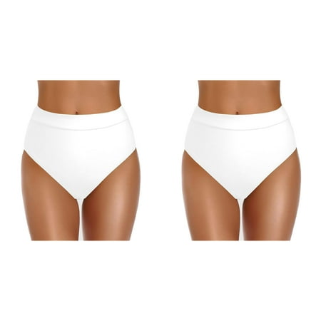 Wijhcboe 2 Pack Women Swim Pants Women High Waist High Waisted Bikini Bottoms Swim Bottoms High Cut Swim Bottom Swim Pants for Men Full Coverage Swimsuit Bottom Sports Yoga Shorts Skirt Swimbottom S