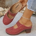 thumbnail image 6 of Norvail Womens Chunky Heel Hollow Carved Closed Toe Mules, Wide Foot Sandals for Women Dressy, Non Slip Beach Travel Slides for Summer Vacation Casual Wear, 6 of 6