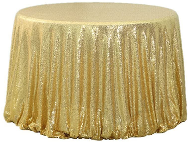 TRLYC 120 Round Wholesale Beautiful Sparkly Tablecloth Luxury Gold Round Sequin Wedding Table Cloth 