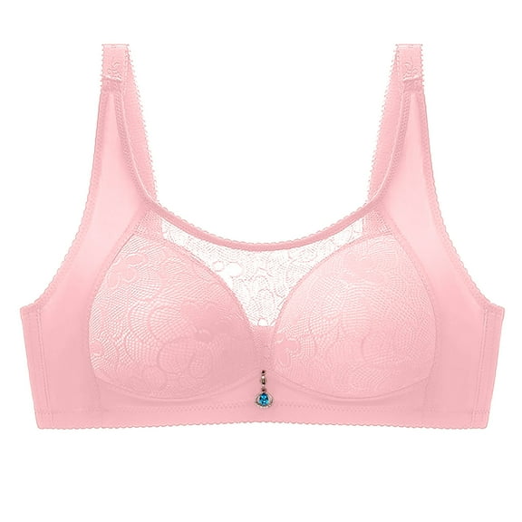 Ashirexll Push up Bras for Women, Lace Bras for Women, Solid Color Wireless Thin Hollow Out Soft Breathable Bras Pink A S