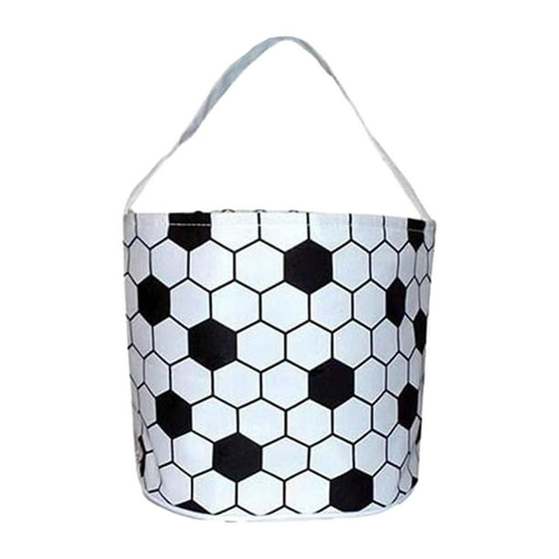 Bolsas para la búsqueda de huevos de Pascua, cestas de conejo de Pascua, bolsas para compras, bolsas para recuerdos de fiesta Fútbol blanco