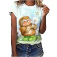 thumbnail image 1 of Camiseta de manga corta con cuello redondo y estampado informal de verano para mujer Pompotops hfajkhk134983, 1 of 1