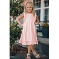 thumbnail image 2 of ABPHQTO Vestido de niña rosa con volantes en la cintura imperio plisado y fluido, 2 of 5