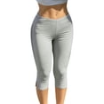 thumbnail image 2 of Cagogo Women's Capri Leggings High Waisted Stretch Yoga Pants Slim Fit Solid Casual Activewear Workout Sport Bottoms Summer Running Tights, Gray S, 2 of 7