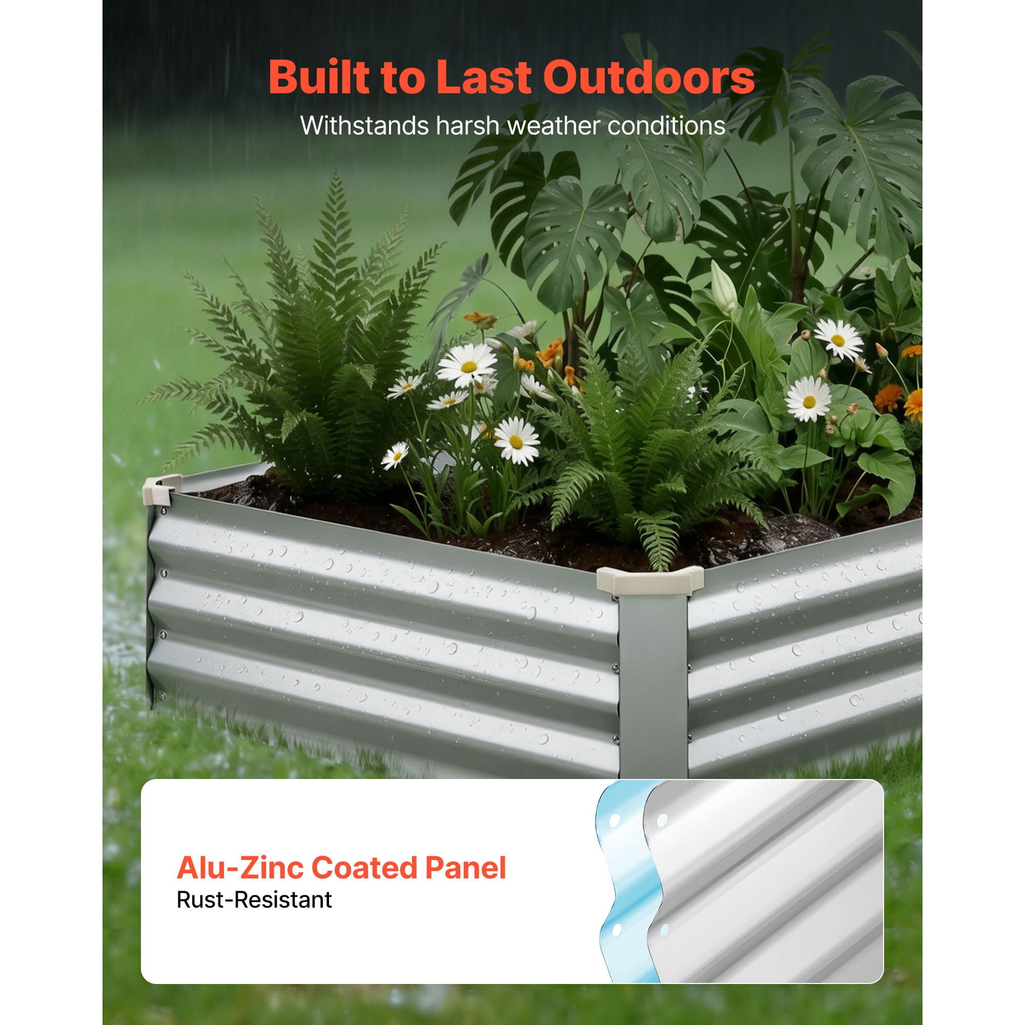 KFFKFF 2 Pack Galvanized Raised Garden Beds, 6 x 3 x 1 ft, Rectangular Metal Planter Boxes Kit for Outdoor Use, Bottomless Elevated Planting Box with Gloves, Alu-Zinc Material, Silver