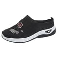 thumbnail image 4 of Women's Casual Slip on Half Shoes Lightweight Mules Sneakers Mesh Breathable Flat Antislip Tennis Walking Shoes Black Size 8.5, 4 of 4