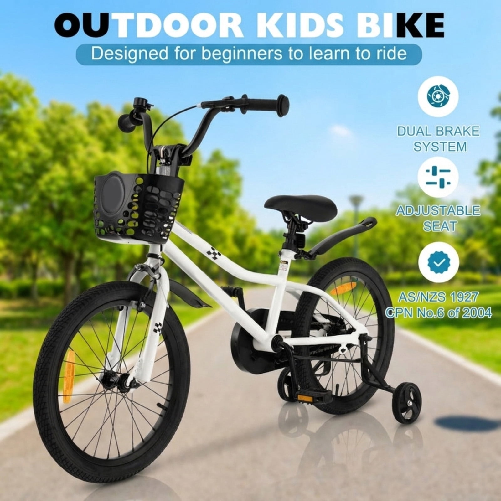 Redsmile Kids Bike 18 Inch with Removable Training Wheels and Adjustable Saddle for Boys Girls Ages 4-8, Youth Bicycle with Handbrake and Carbon Steel Frame, 18 Inch Kids Bike, Blue