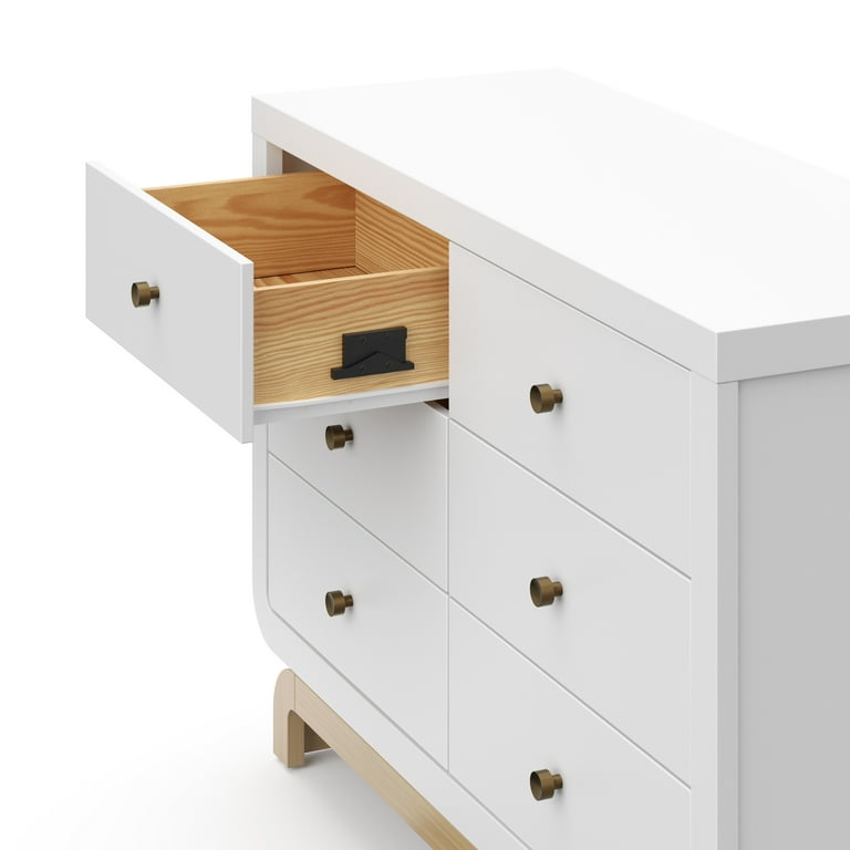 Kids Dresser Storkcraft Santorini 6-Drawer Dresser (White/Driftwood