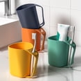 thumbnail image 5 of Lshylf Plastic Mouthwash Cup With Toothbrush Holder Slot Multicolor Portable Bathroom Rinse Cup Handle Mug,Blue,3.94*3.15 in, 5 of 8