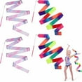 thumbnail image 1 of ZheElen 4pieces Dance Ribbons Premium For Sparkling Pink Gymnastics Ribbon Wand Rhythmic Dance Ribbons Gift, 1 of 6