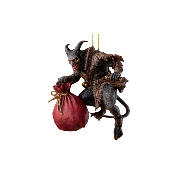 Krampus Christmas Ornament, Myth Meets Holiday Magic, Funny Krampus Christmas Tree Decoration, Dark Collection Holiday Red Gold Sleigh Dark Decor, Gothic Gifts Lovers