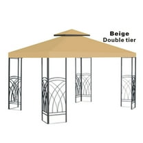 10x10' Replacement Canopy Top Patio Pavilion Gazebo Sunshade Polyester Cover-Double Tier