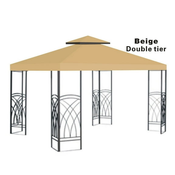 10x10' Replacement Canopy Top Patio Pavilion Gazebo Sunshade Polyester Cover-Double Tier