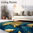 thumbnail image 2 of ODIKA 6'x9' Machine Washable Non-Slip Area Rug, Golden Horizon Featuring Tropical Palm Leaves and Marine Shells High Traffic Rug, Blue, 68902, 2 of 7