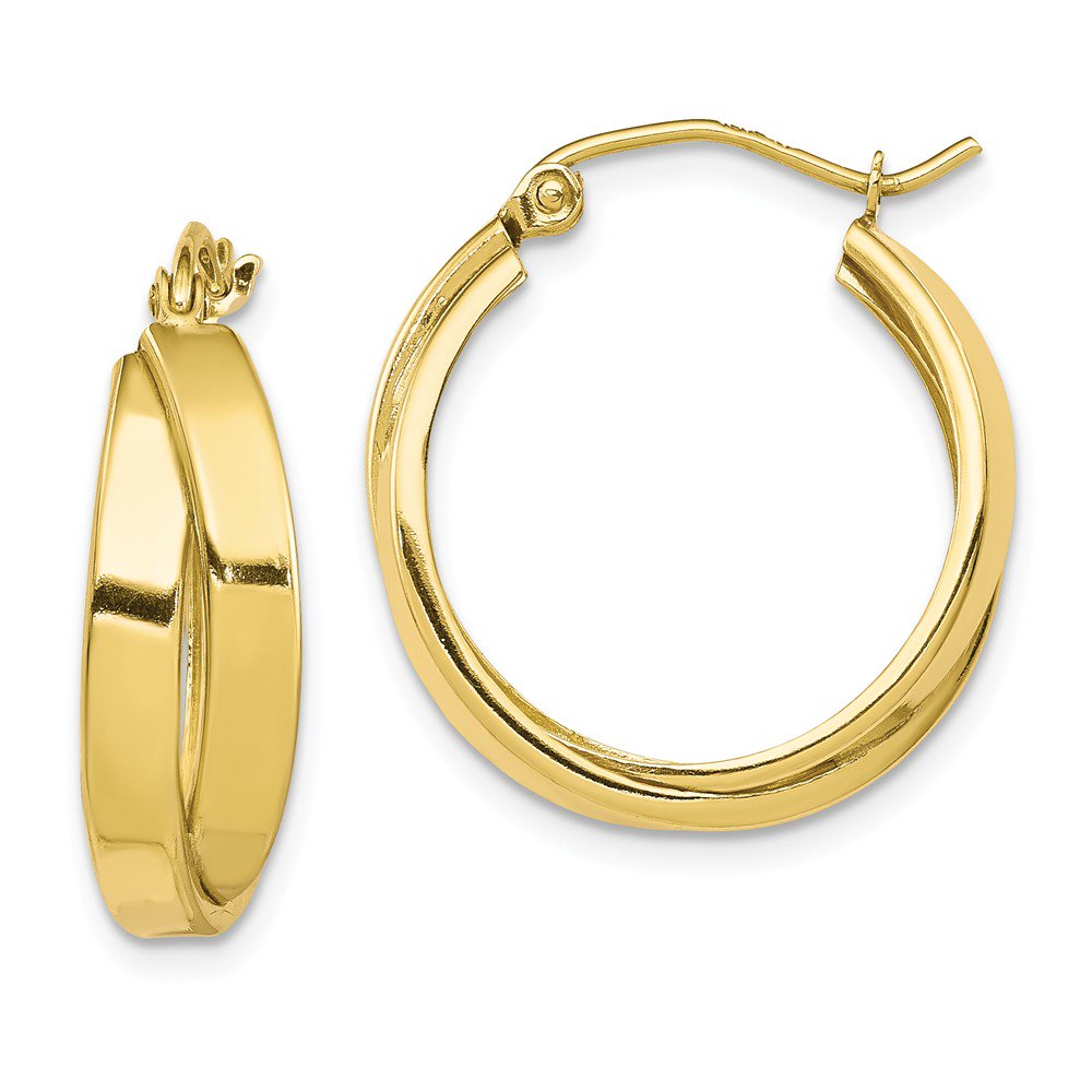 gold square tube hoop earrings