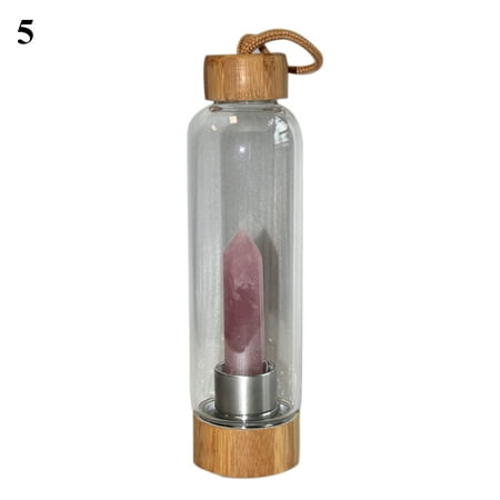 

Biplut Natural Crystal Column Gemstone Energy Healing Glass Water Bottle Cup Drinkware (Type 5#)