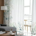 thumbnail image 4 of Sheer Curtains 63 inches Long, Watercolor Light Blue Eucalyptus Leaves Abstract Art Plant Light Filtering Sheer Window Curtains Rod Pocket Voile Drapes for Bedroom Living Room, 52"W x 63"L 2 Panels, 4 of 7
