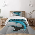 thumbnail image 3 of Ambesonne Shark Quilted Bedspread Set 2 Pcs, Angry Danger Fish Fins, Twin Size, Petrol Blue Black Grey, 3 of 6