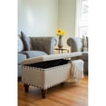 thumbnail image 2 of HomePop Traditional Fabric Large Storage Bench with Nailhead Trim in Cream/Taupe, 2 of 10