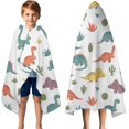 thumbnail image 3 of White Dinosaurs Cacti Plants Pattern Hooded Bath Towel，50"x30" for Ages 3 To 12 Kids, Quick Dry Lightweight Soft Microfiber Hood Beach Towel Cover Up for Kids, 3 of 7