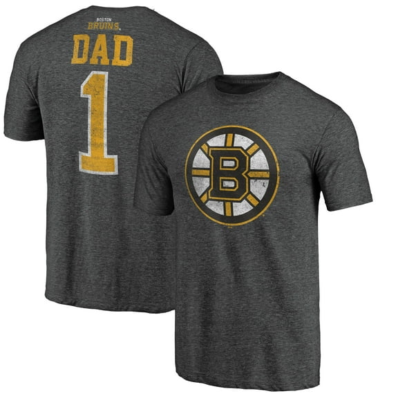 Men's Charcoal Boston Bruins Greatest Dad Tri-Blend T-Shirt