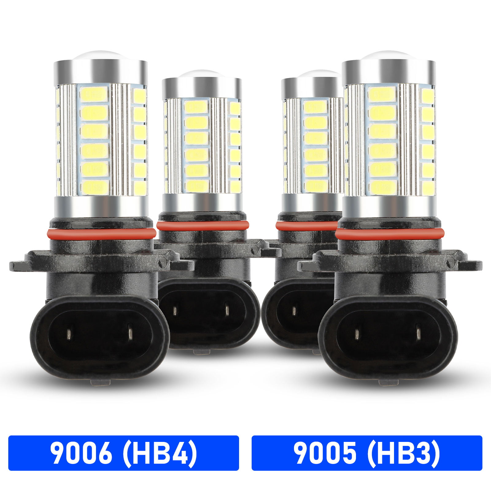 Combo 9006-HB4 9005-HB3 Samsung Chip LED 57 SMD White Headlight Bulbs Hi/Lo Beam 