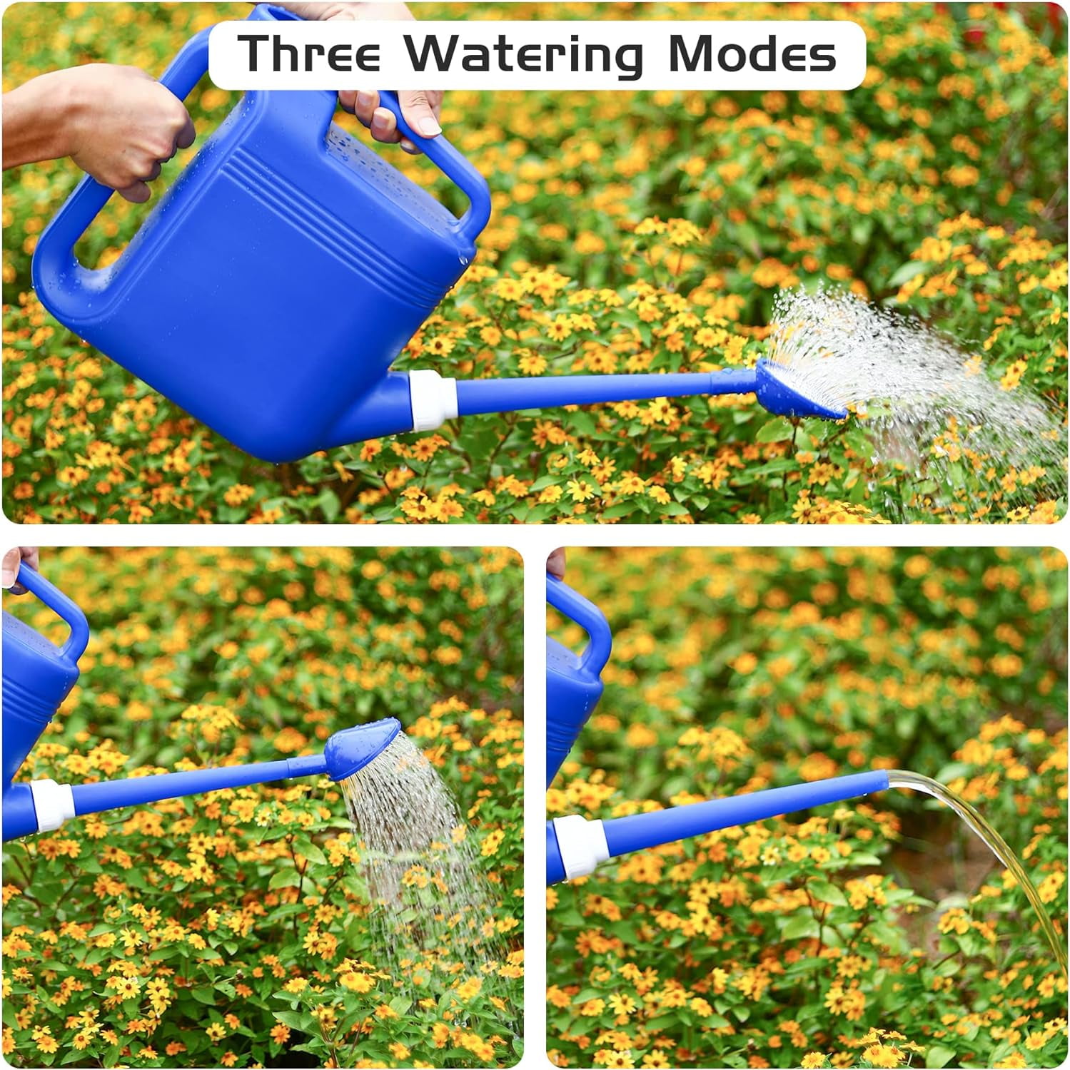 1.5 Gallon Watering Can for Outdoor & Indoor Plants, Large Garden Watering Pot with Lightweight and 5.5L Capacity, Plastic Watering Can with Long Spout and Metal Removable Sprinkler Head, Blue
