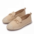 thumbnail image 3 of Rexoro Women Loafers Woven Toe Chain Comfort Flat Slip On Shoes Casual Holiday, 3 of 10
