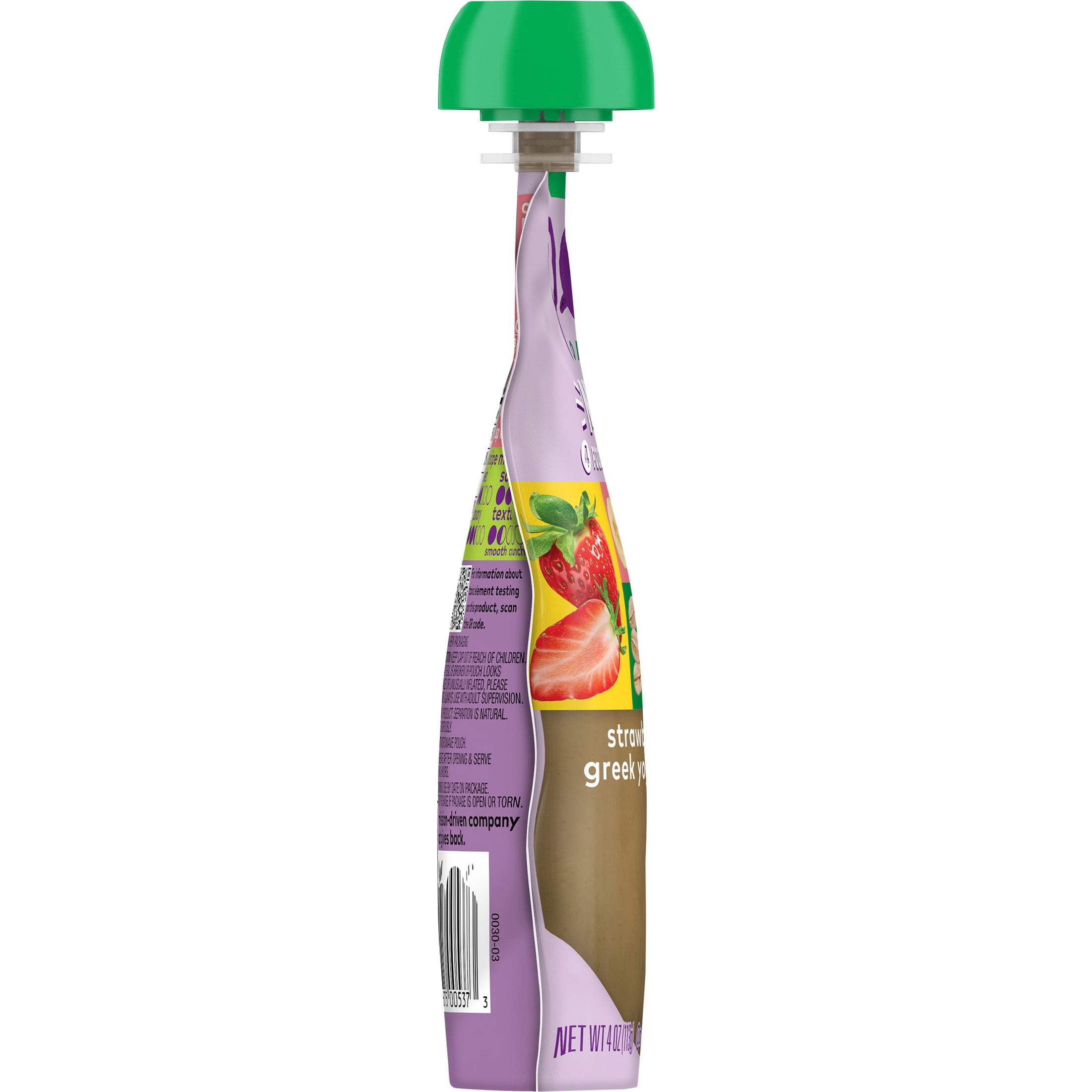 Plum Organics® Tots Mighty 4 Food Group Blend Strawberry, Banana, Greek Yogurt, Oat + Kale 4oz Pouch