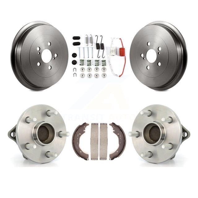 Transit Auto Rear Brake Drum Shoe Hardware and Wheel Hub Bearing Assembly Kit for Car Toyota Corolla - Left Right Side (Driver Passenger) K7D-100285