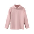 thumbnail image 3 of Girls Long Sleeve Turtleneck Top Soft Cotton Knit Pullover Basic Solid Mock Neck Shirt for Kids Youth School Wear (Pink,110), 3 of 3