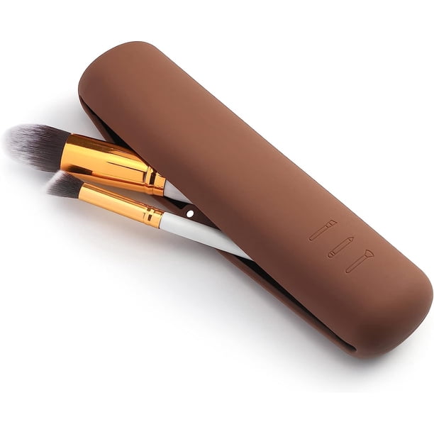 RV Almacenamiento de brochas de maquillaje grande de color café, soporte para brochas de maquillaje para viajes de negocios, viajes, compras, organizador de brochas de maquillaje, estuche para brochas de maquillaje de viaje Rojo Verde