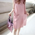 thumbnail image 4 of Femmes Robe Ample avec Grande Poche Coton Grande Taille Décontractée Robe d'Été Sans Manches O-Cou Robe, 4 of 9