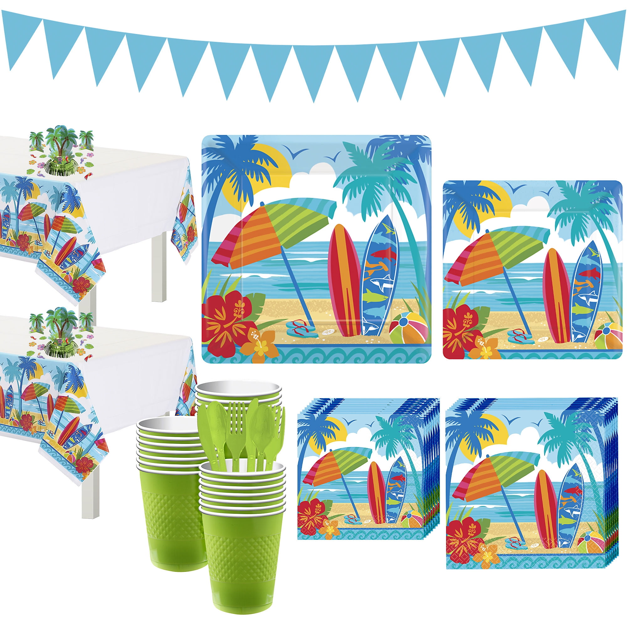Party City Sun and Surf Tableware for 36 Guests, BeachThemed Plates