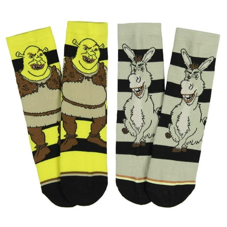 

DreamWorks Shrek Boys Socks Donkey And Shrek 2 Pairs Kids Athletic Crew Socks